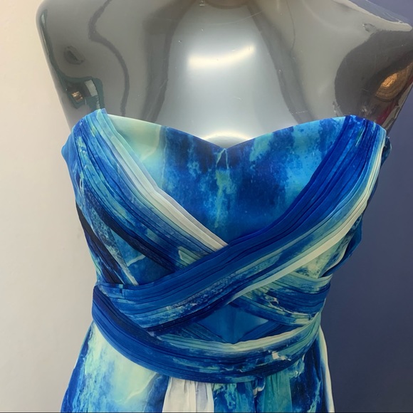 🌟 FOREVER NEW Marble Pattern Long Blue Dress - Picture 6 of 13